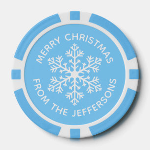 Lot De Jeton De Poker Bleu Snowflake Chips de Poker de Noël