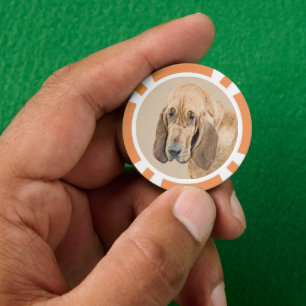 Lot De Jeton De Poker Bloodhound Peinture - Joli chien d'origine art