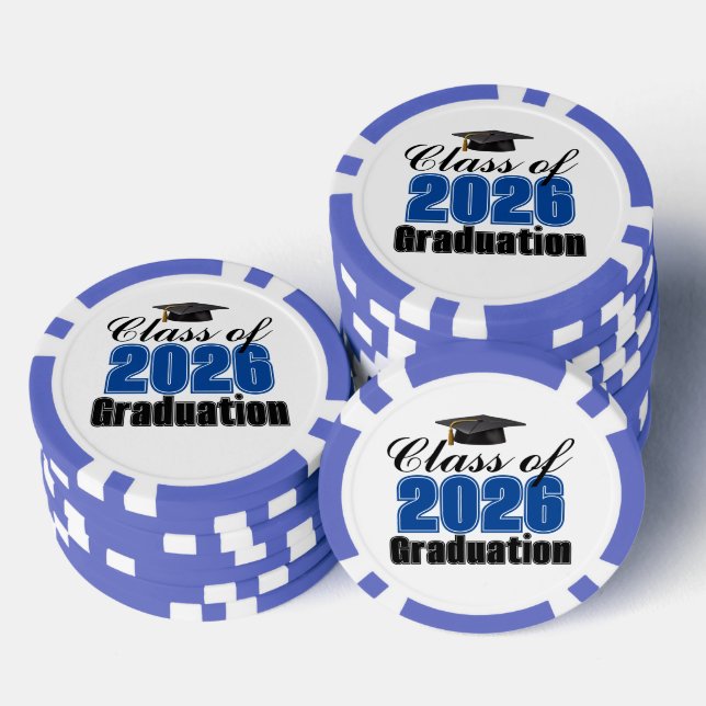 Lot De Jeton De Poker Blue Class of 2026 Graduation Party (Empiler)