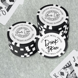 Lot De Jeton De Poker Boisson Mariage noir moderne