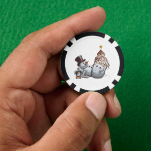 Lot De Jeton De Poker Bonhomme de neige ivre avec une bouteille de whisk