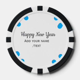 Lot De Jeton De Poker Bonne année avec des pois bleus ajoutez votre nom