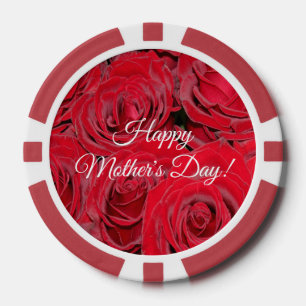Lot De Jeton De Poker Bonne fête des mères ou votre texte Roses rouges F