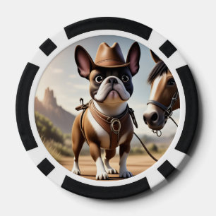 Lot De Jeton De Poker Bouledogue français chapeau de cowboy Bouledogue f