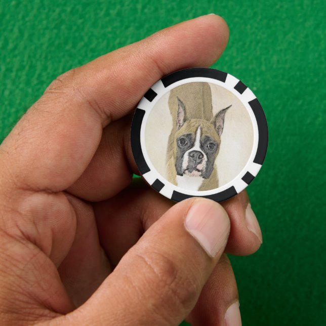 Lot De Jeton De Poker Boxer Peinture - Cute Original Chien Art (main)