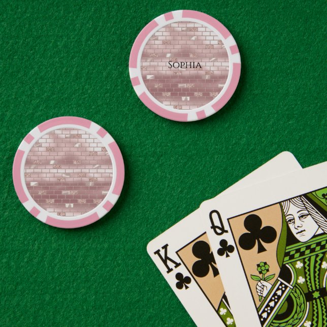 Lot De Jeton De Poker Briques rose vierge de verre (Table de poker (double))