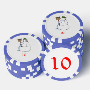 Lot De Jeton De Poker Broom Snowman bleu 10 puce de poker rayé