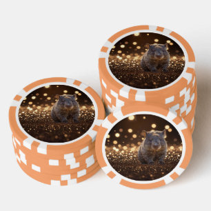 Lot De Jeton De Poker Brown Baby Wombat Sur Brown Bokeh Bliss,