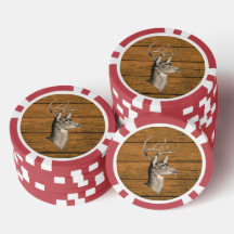 Buck Head On Wood Poker Chip