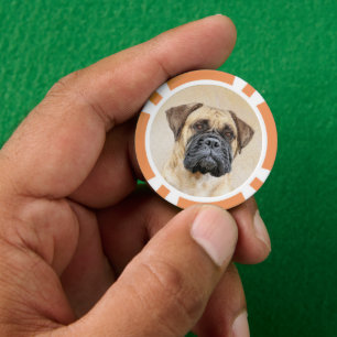 Lot De Jeton De Poker Bullmastiff Peinture - Joli chien d'origine art