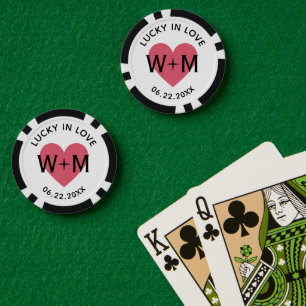Lot De Jeton De Poker Cadeau de Mariage Nom Chanceux en Amour Mignon