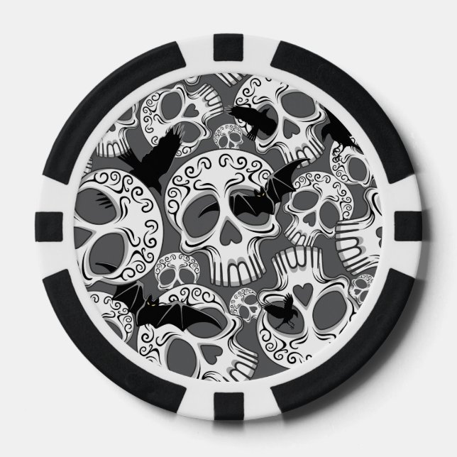 Lot De Jeton De Poker Calaveras décoratives Halloween (Recto)