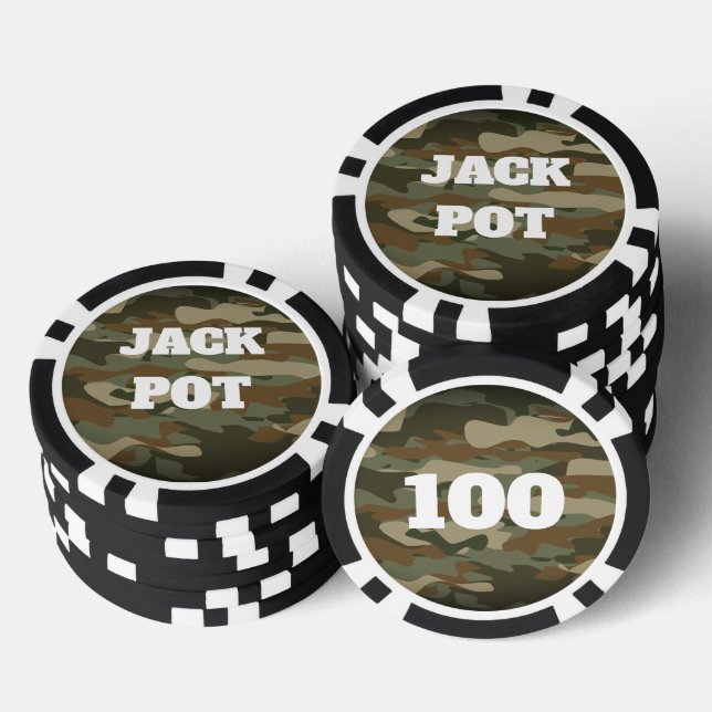 Lot De Jeton De Poker Camo de l'armée verte personnalisées casino puces  (Empiler)