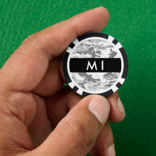 Lot De Jeton De Poker Camouflage gris neige d'hiver Votre nom Personnali