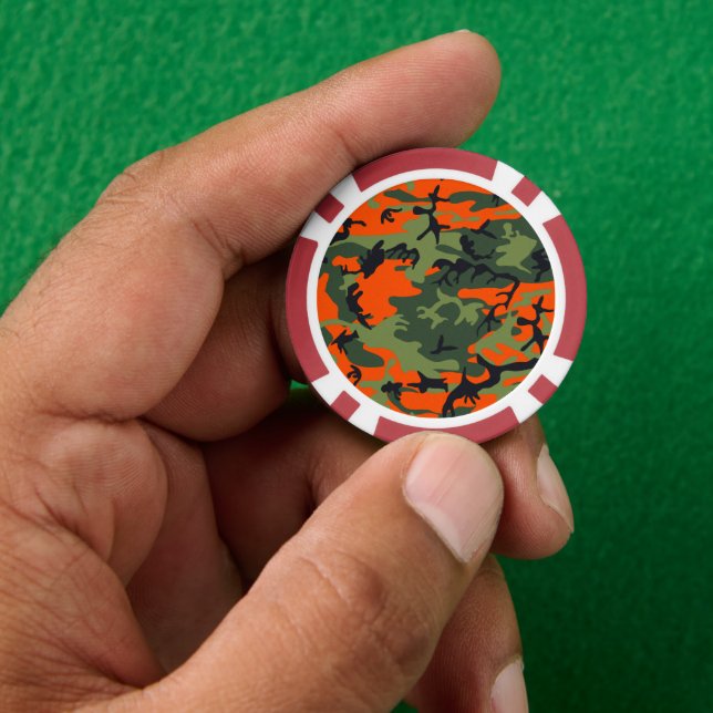 Lot De Jeton De Poker Camouflage orange et vert, Militaire, Armée (main)