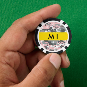 Lot De Jeton De Poker Camouflage rose et gris Votre nom Personnalisez