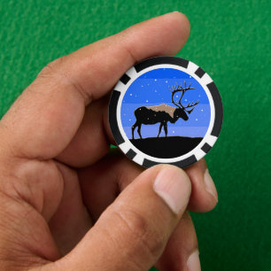 Lot De Jeton De Poker Caribou en Hiver - Art Original de la Faune