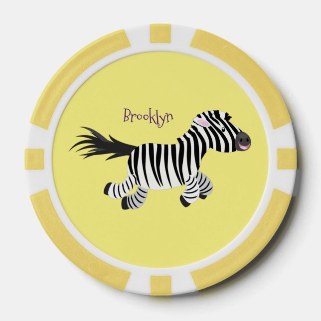 Lot De Jeton De Poker Caricature amusante de zèbre (Recto)