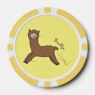 Lot De Jeton De Poker Caricature d'alpaga brun joli