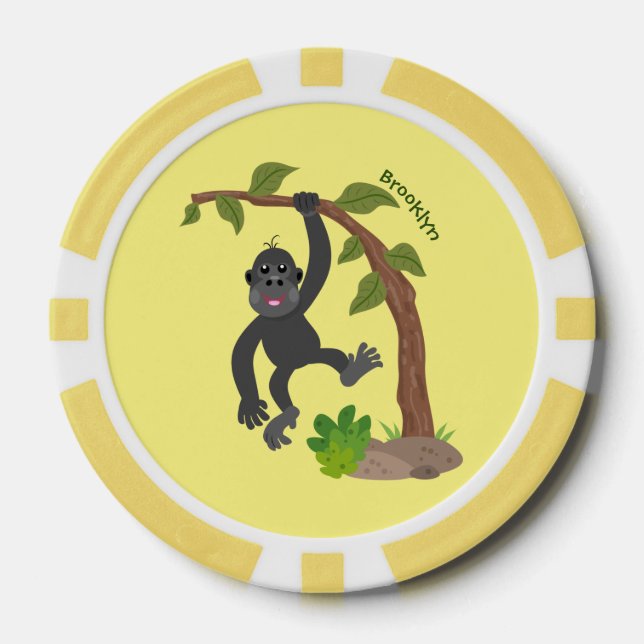 Lot De Jeton De Poker Caricature de bébé gorille joyeux (Recto)