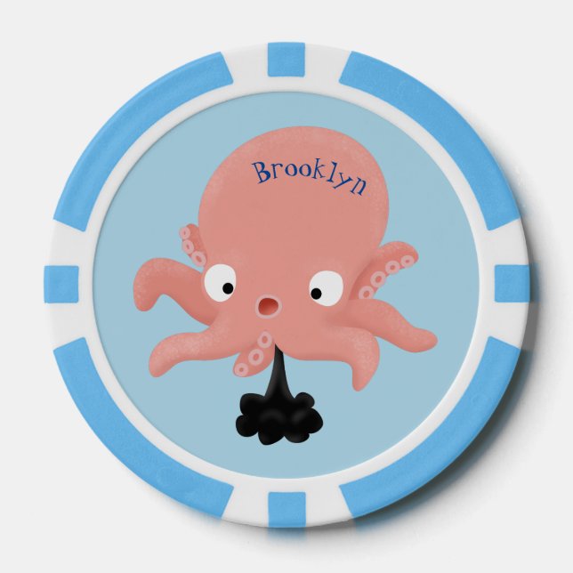 Lot De Jeton De Poker Caricature de bébé pieuvre rose mignonne humour (Recto)