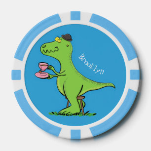 Lot De Jeton De Poker Caricature de dinosaure vert t rex