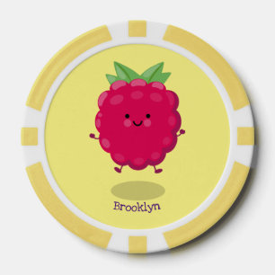 Lot De Jeton De Poker Caricature de framboise très heureuse