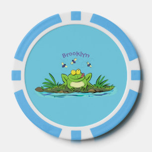 Lot De Jeton De Poker Caricature de grenouille vert mignon