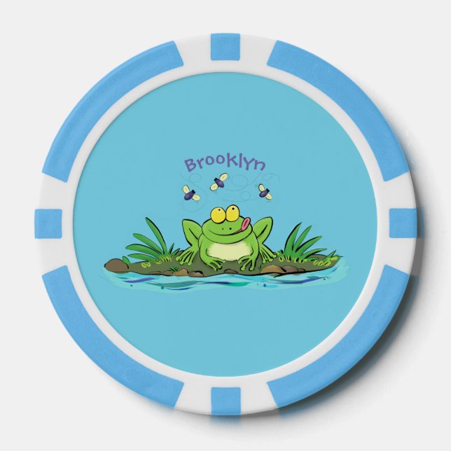 Lot De Jeton De Poker Caricature de grenouille vert mignon (Recto)