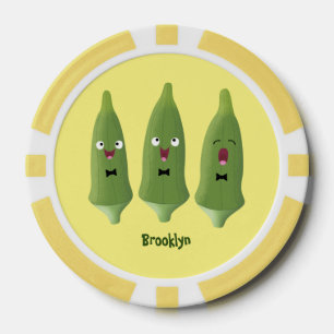 Lot De Jeton De Poker Caricature de légumes de l'okra chantante mignonne