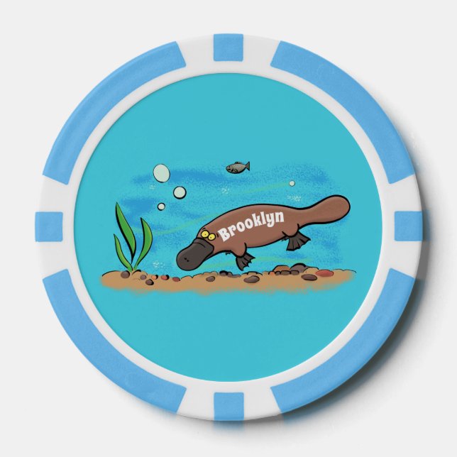 Lot De Jeton De Poker Caricature de natation de Cute platypus (Recto)