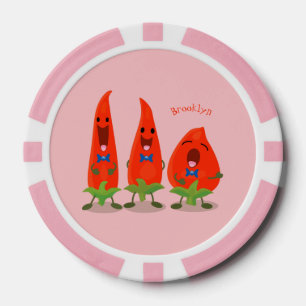 Lot De Jeton De Poker Caricature de piments chantants mignons