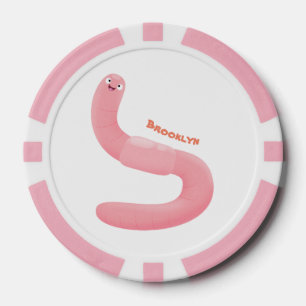 Lot De Jeton De Poker Caricature de vers de terre rose joli