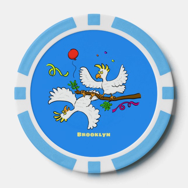 Lot De Jeton De Poker Caricature d'oiseaux de cockatoo amusante (Recto)