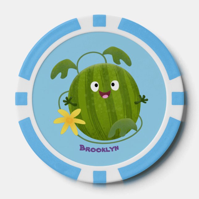 Lot De Jeton De Poker Caricature joli et souriant de pastèque (Recto)