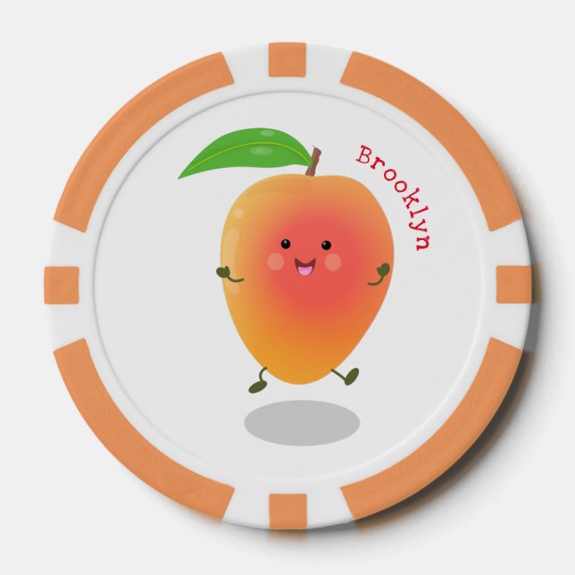 Lot De Jeton De Poker Caricature mignonne de mangue joyeuse (Recto)
