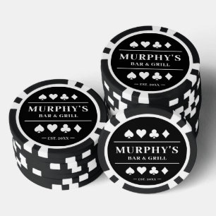 Lot De Jeton De Poker Casino Personnalisé Black & White Custom Name