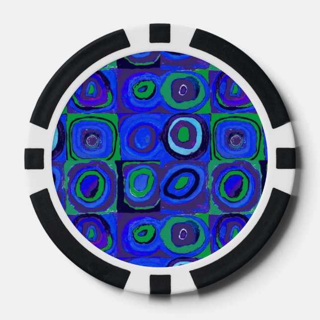 Lot De Jeton De Poker Cercle Carré Kandinsky Farbstudie Blue Quadrate (Recto)