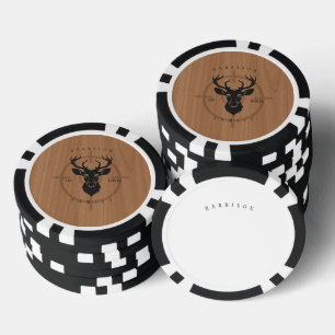 Lot De Jeton De Poker Cerf Rustique Famille de Bois pour la Chasse