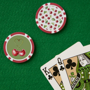 Lot De Jeton De Poker Cerises Rouges Feuilles Vertes