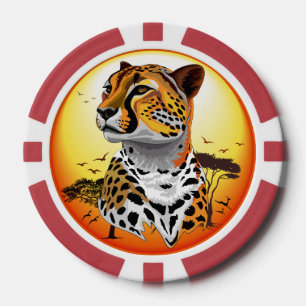 Lot De Jeton De Poker Cheetah African Feline Wild Animal