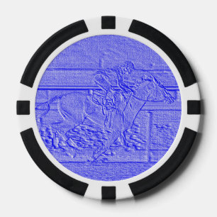 Lot De Jeton De Poker Cheval de course bleu en pastel de pur sang de