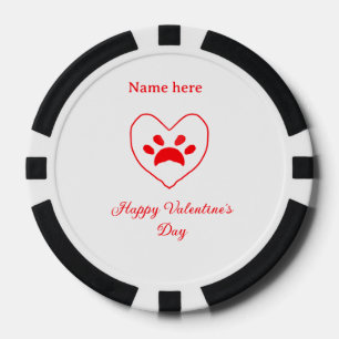 Lot De Jeton De Poker Chien chat patte cœur rouge joyeuse Saint-Valentin