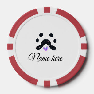 Lot De Jeton De Poker Chien patte noir animal ajouter nom texte animal p