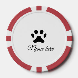 Lot De Jeton De Poker Chien patte noir animal ajouter nom texte animal p