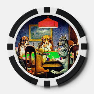 Lot De Jeton De Poker Chiens jouant au poker
