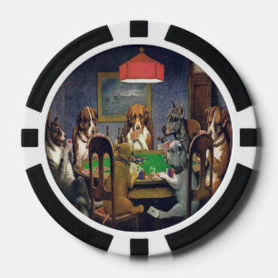 Lot De Jeton De Poker Chiens jouant aux chips de poker en argile