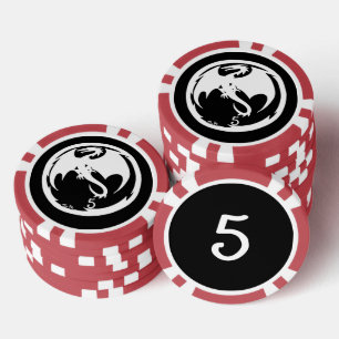Lot De Jeton De Poker Chiffre de poker blanc noir rouge 5 rayé