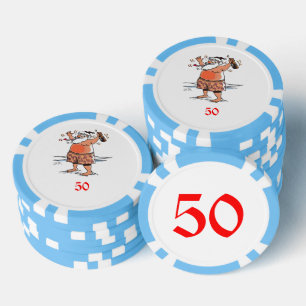 Lot De Jeton De Poker Chiffre de poker rayé bleu clair Père Noël 50