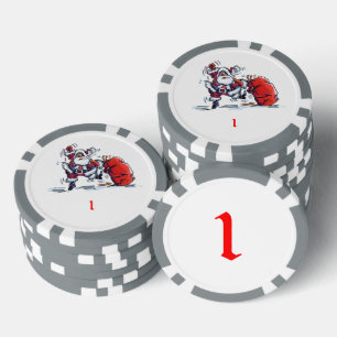 Lot De Jeton De Poker Chiffre de poker rayé Père Noël gris 1 en colère